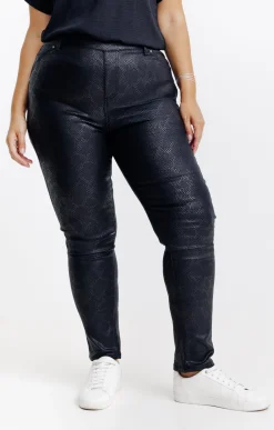 Toscane Boutique Pantalons|Tregging stretch effet peau de serpent NOIR