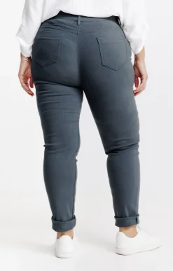 Toscane Boutique Pantalons|Tregging uni stretch SMOKE GREEN