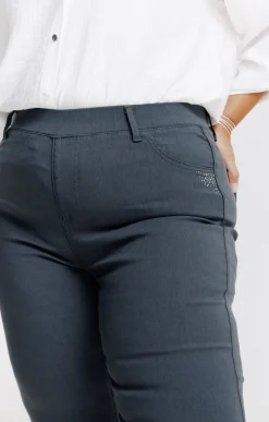 Toscane Boutique Pantalons|Tregging uni stretch SMOKE GREEN