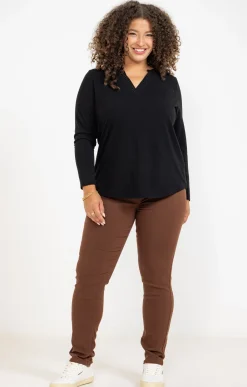 Toscane Boutique Pantalons|Tregging uni stretch CHOCOLAT