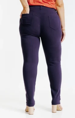 Toscane Boutique Pantalons|Tregging uni stretch AUBERGINE