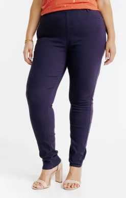 Toscane Boutique Pantalons|Tregging uni stretch AUBERGINE