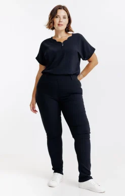 Toscane Boutique Pantalons|Tregging uni stretch NOIR