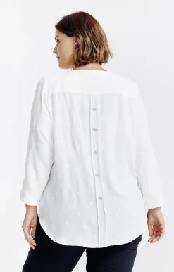 Toscane Boutique Chemisiers & Tuniques|Tunique avec fleurs brodées et collier ECRU