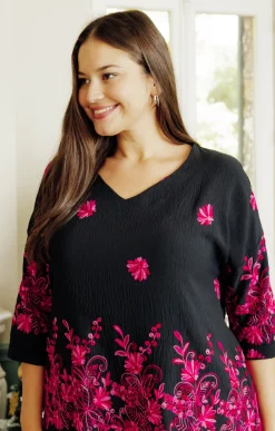 Toscane Boutique Chemisiers & Tuniques|Tunique brodée NOIR