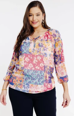 Toscane Boutique Chemisiers & Tuniques|Tunique imprimée avec col nouette MULTICOLORE