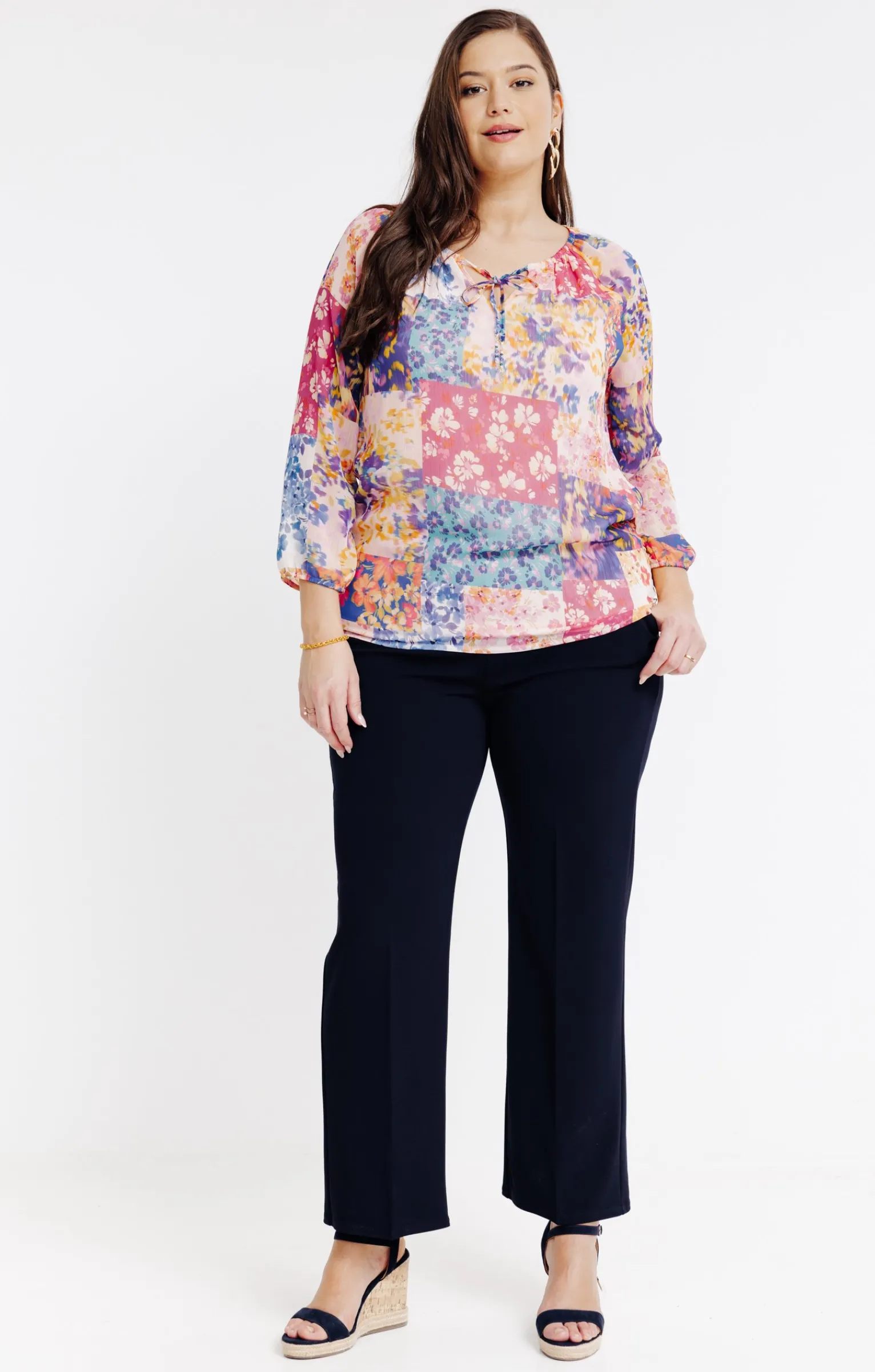 Toscane Boutique Chemisiers & Tuniques|Tunique imprimée avec col nouette MULTICOLORE