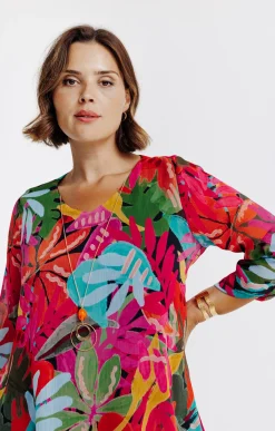 Toscane Boutique Chemisiers & Tuniques|Tunique imprimée avec collier NOIR