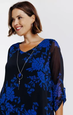 Toscane Boutique Chemisiers & Tuniques|Tunique imprimée avec collier NOIR