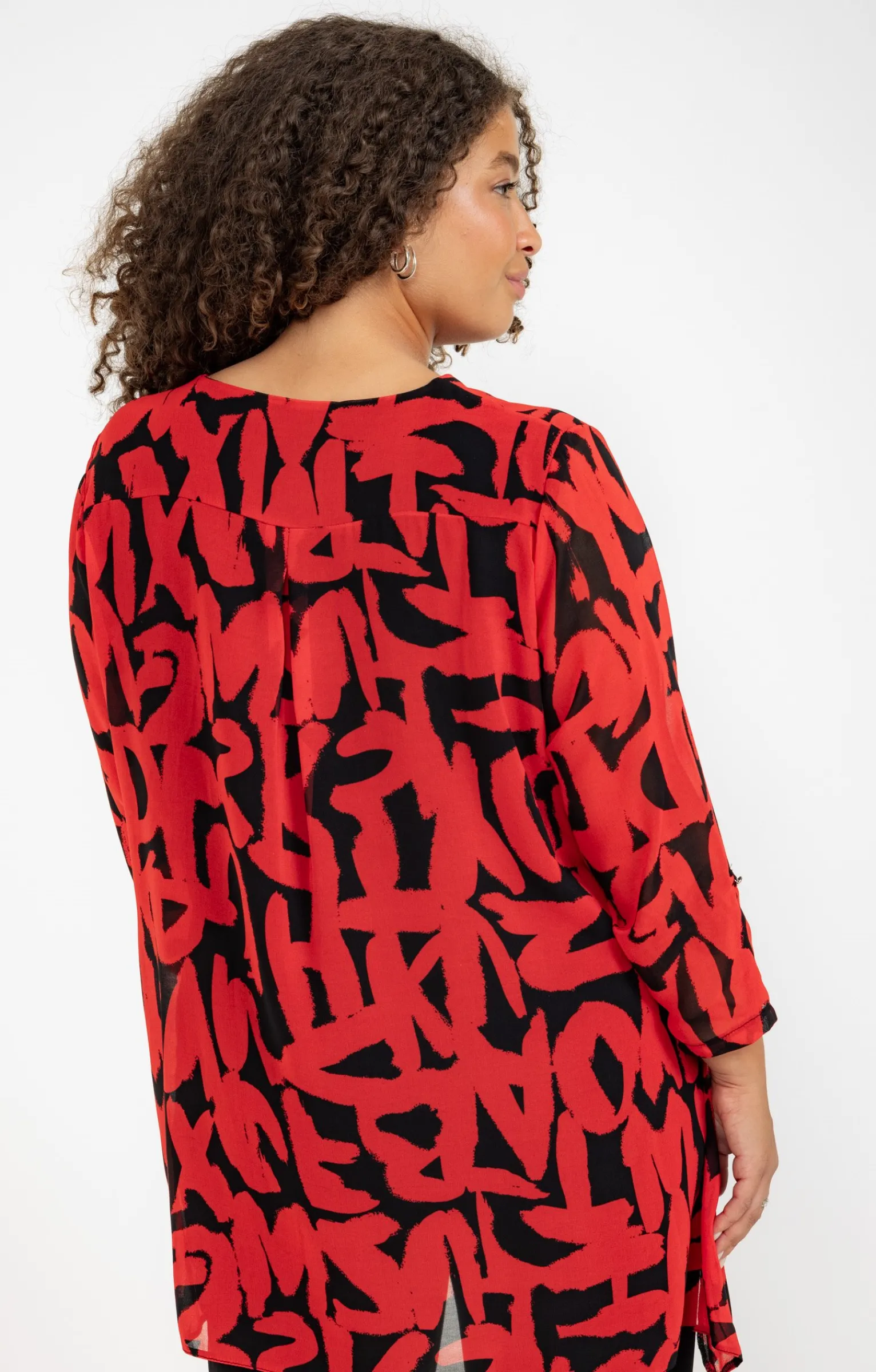 Toscane Boutique Chemisiers & Tuniques|Tunique imprimée avec collier ROUGE