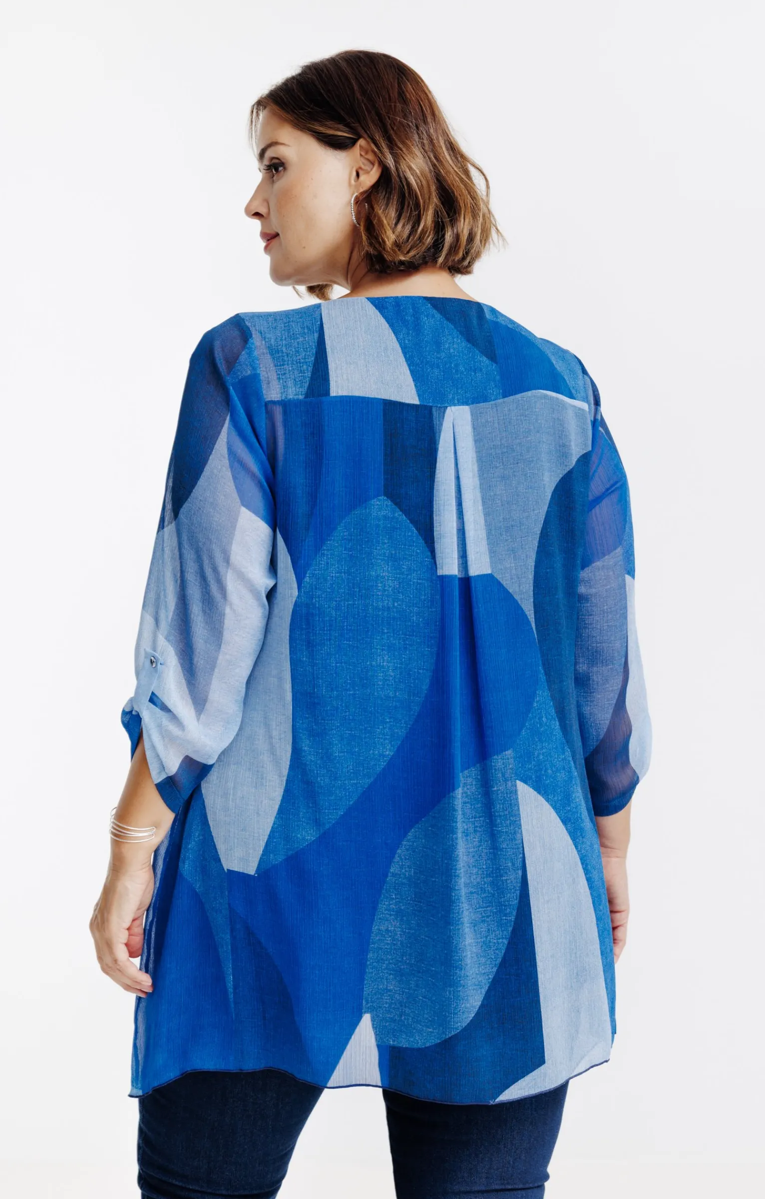 Toscane Boutique Chemisiers & Tuniques|Tunique imprimée avec collier BLEU