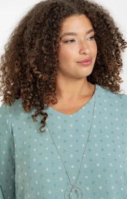 Toscane Boutique Chemisiers & Tuniques|Tunique tissu fantaisie et collier VERT DE GRIS