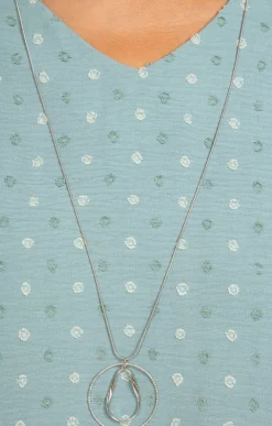 Toscane Boutique Chemisiers & Tuniques|Tunique tissu fantaisie et collier VERT DE GRIS