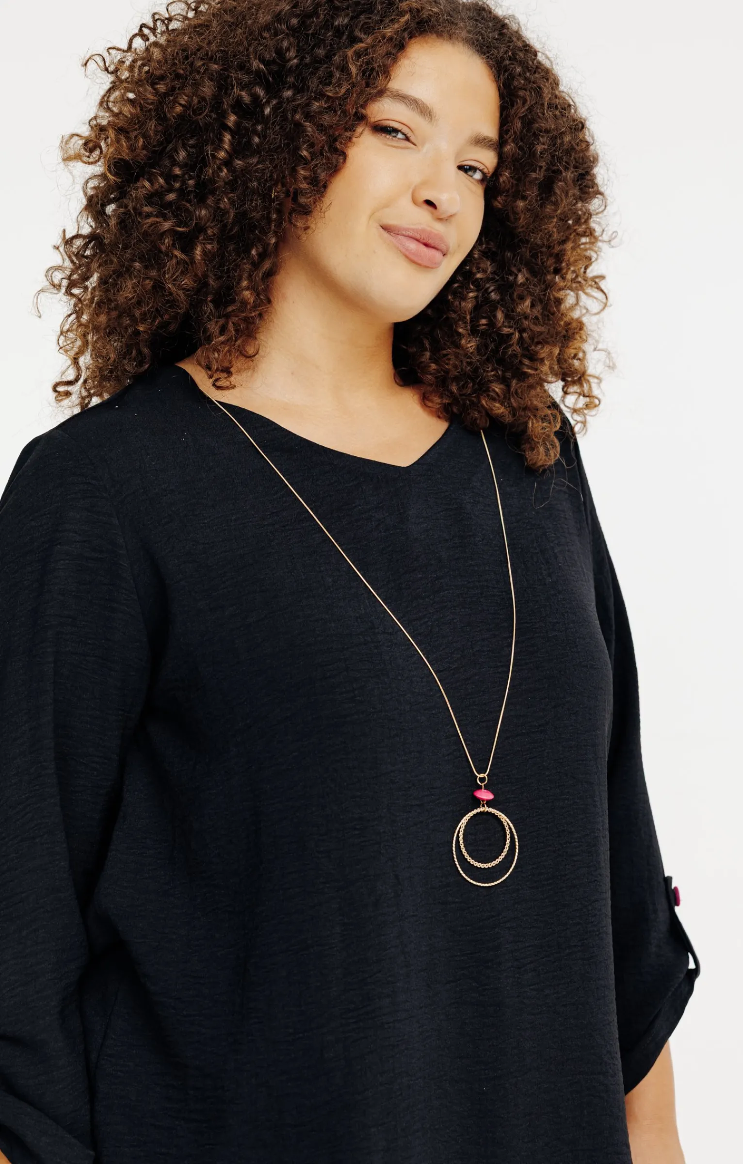 Toscane Boutique Chemisiers & Tuniques|Tunique unie avec boutons colorés NOIR