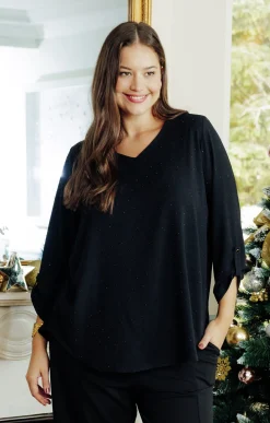 Toscane Boutique Chemisiers & Tuniques|Tunique unie avec strass NOIR