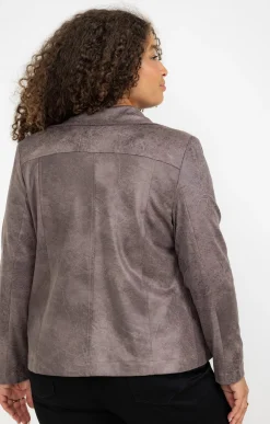 Toscane Boutique Vestes|Veste biker zippée TAUPE