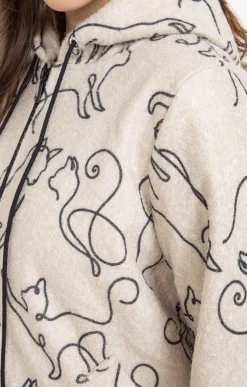 Toscane Boutique Vestes|Veste imprimé chat ECRU