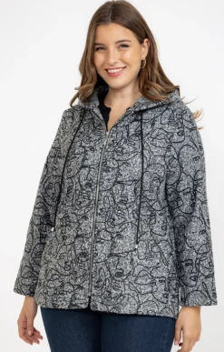 Toscane Boutique Vestes|Veste imprimée en bouclette ANTHRACITE